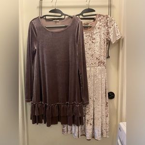 Velvet Dress Long Sleeve Ruffle Tunic Lularoe Elegant Amelia Mauve Purple Spring